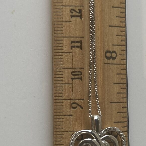 NWT Sterling Silver Triple Heart Diamond 18” Pendant Necklace ( 1/10 ct. t.w. ) - Picture 5 of 16